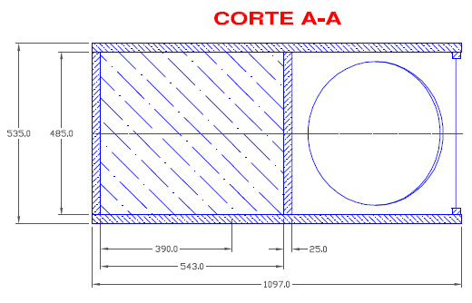 Imagem com o corte no centro da caixa